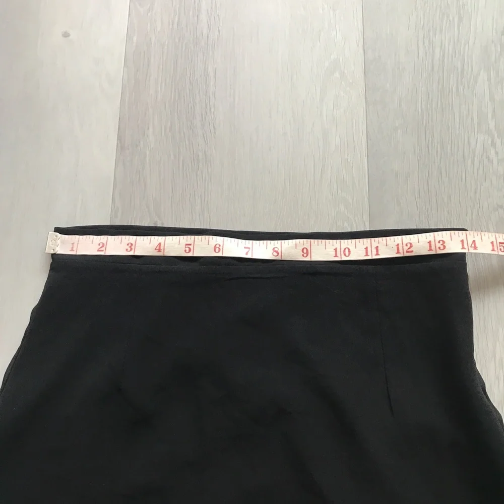 STYLE NANDA SKIRT BLACK SHEER MIDI SIDE SLITS LINER WOMENS MEDIUM